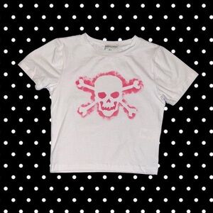 White and Pink Skull T-Shirt